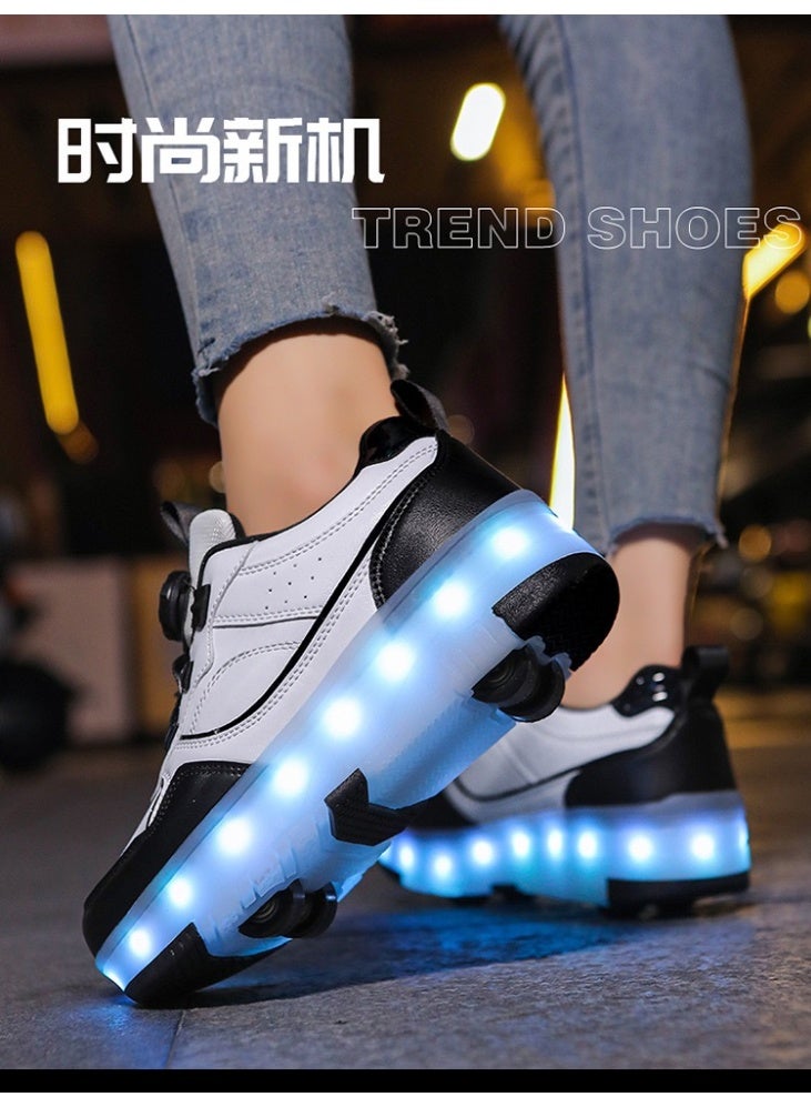 سكاي فيو أحذية تزلج للأطفال مزودة بإضاءة LED، 4 عجلات، أربطة دوارة، أوضاع إضاءة متعددة، أحذية رياضية مضيئة للأولاد والبنات - Image 5